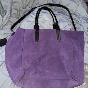 Large purple and pink Suede Cole Haan Tote